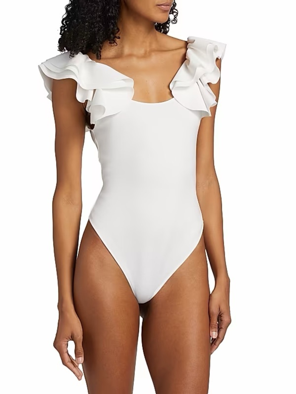 Alice and Olivia Tawny Ruffle Sleeve Bodysuit